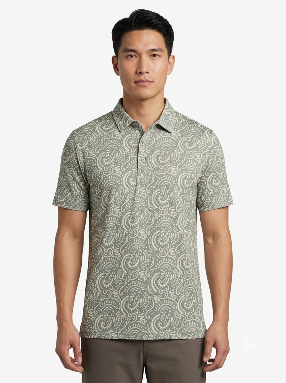 NWT Chubbies Performance Polo 2.0 Shirt Men's S The Screen Saver Green Aztec